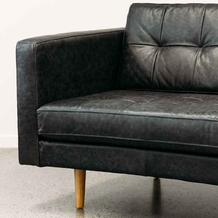 Miami 2 Seat Sofa | Black Leather - Home Sweet Whare