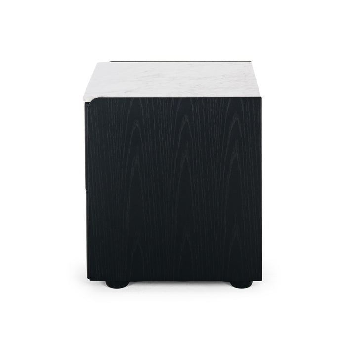 Cube Black Oak Side Table | Marble Top - Home Sweet Whare