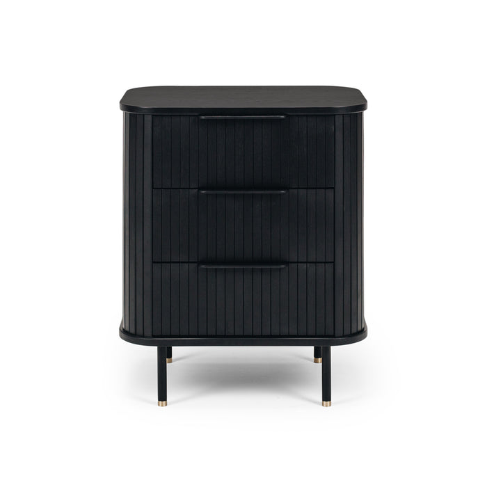 Anders 3 Drawer Bedside Table | Black Oak - Home Sweet Whare