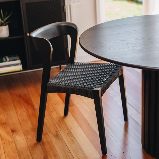 Haast dining chair | Black rope seat - Home Sweet Whare