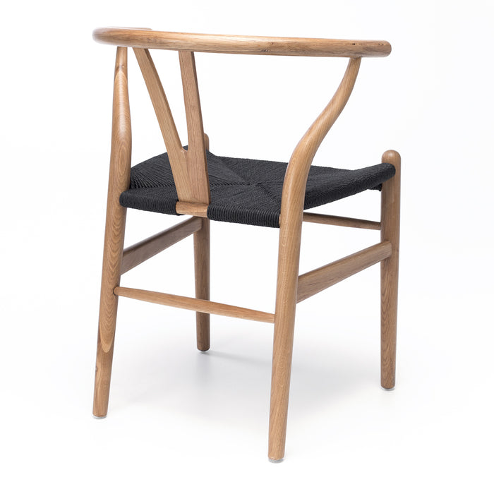 Natural Oak Wishbone Dining Chair | Black Rope Seat - Home Sweet Whare