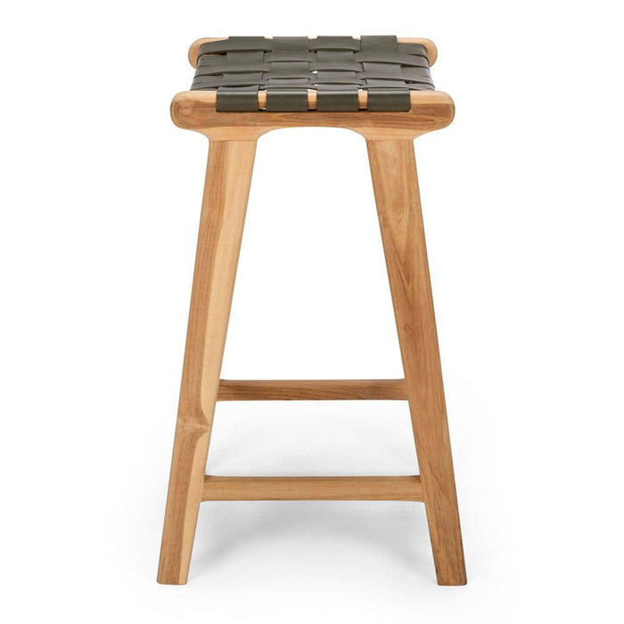 Indo woven barstool | Olive - Home Sweet Whare