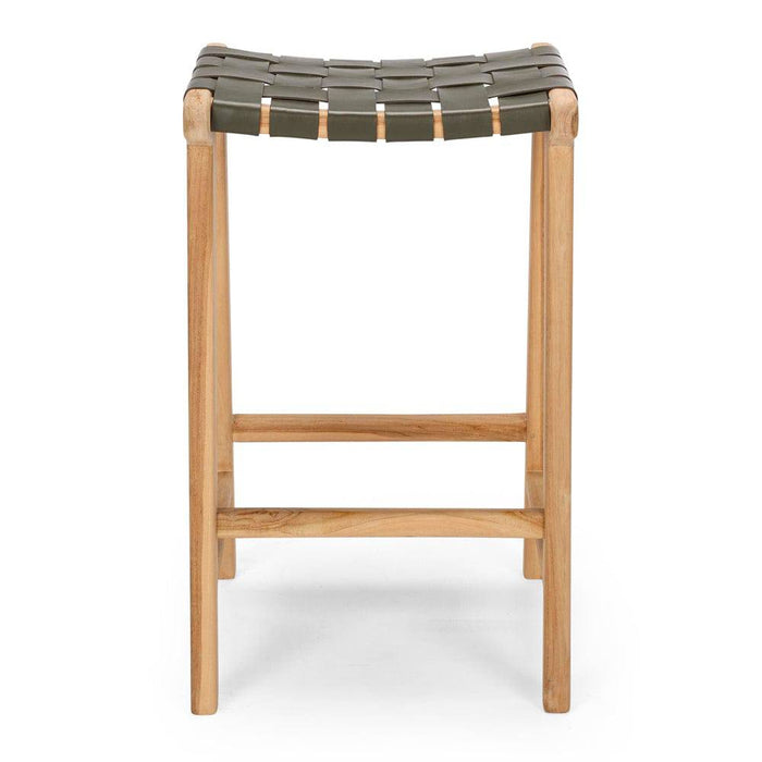 Indo woven barstool | Olive - Home Sweet Whare