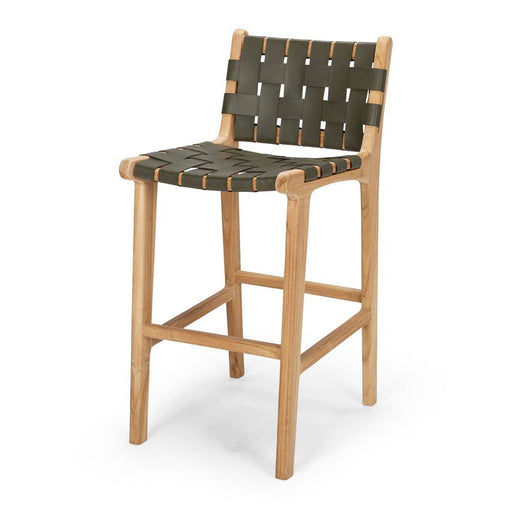 Indo woven highback barstool | Olive - Home Sweet Whare