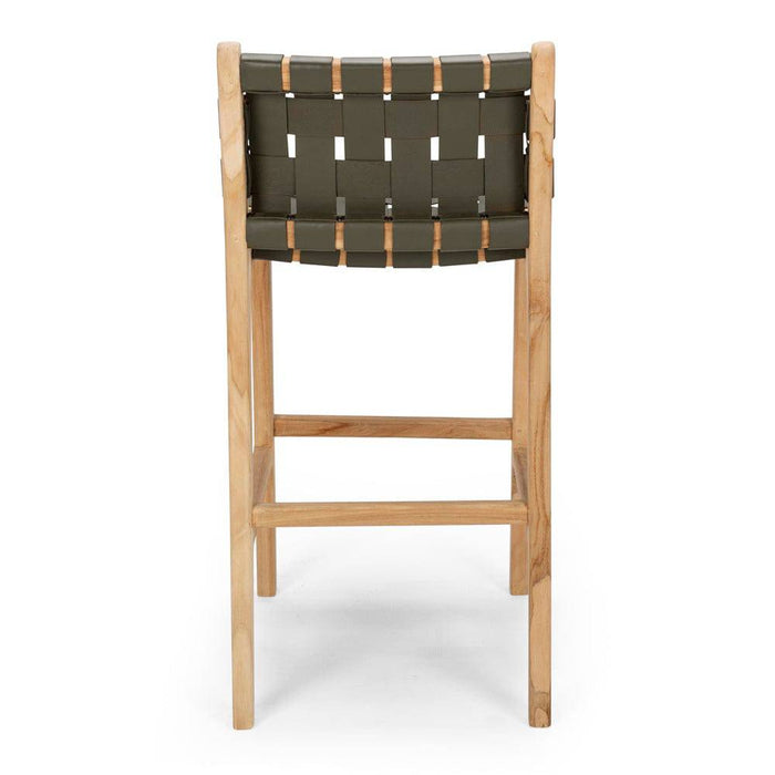 Indo woven highback barstool | Olive - Home Sweet Whare