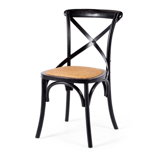 Villa X-Back Chair Aged Black Rattan Seat - Home Sweet Whare