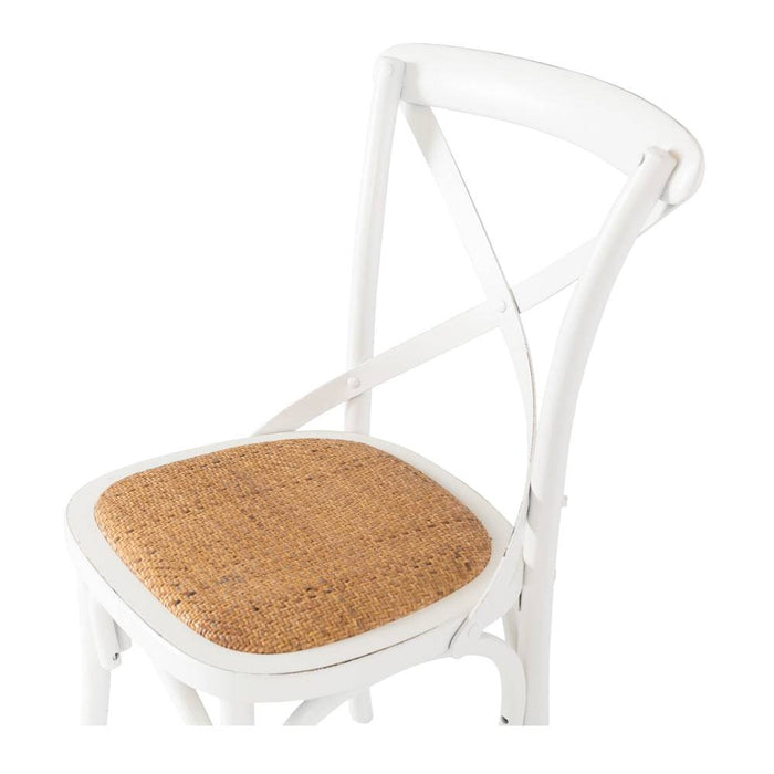 Villa X-Back Chair Aged White Rattan Seat - Home Sweet Whare