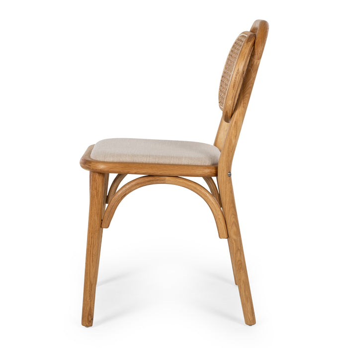 Mina Chair Natural Oak Rattan | Fabric Seat - Home Sweet Whare
